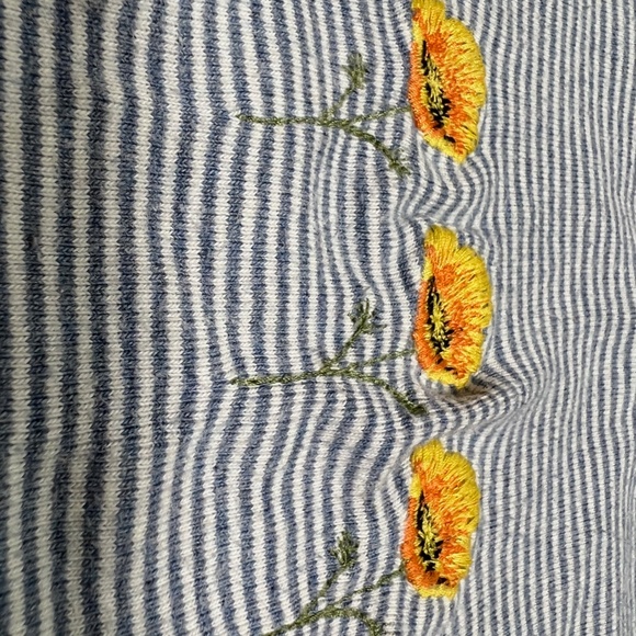 ! brandy melville ! flower blue striped shirt - Picture 2 of 6